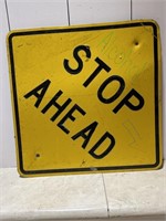Construction Metal Sign, Stop Ahead 30 in x 30 in