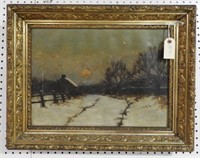 Late 19th Century framed oil on canvas winter
