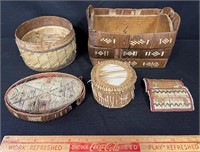 GREAT LOT OF EARLY MI'KMAQ NATIVE QUILL BOXES