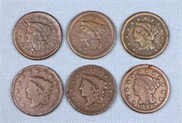(6) Early Large Cents, 1831-1856