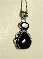 Black Spinal & Tanzanite in .925 Silver Necklace