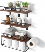 Floating Shelves with Paper Holder  Pine Wood