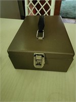 Metal lock box with key