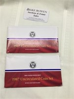 2 1987 Uncirculated Coin Sets