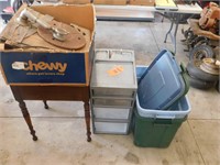 Lot 105  Storage Boxes and Sewing Machine Cabinet.