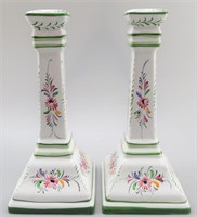 Pair of Hand Painted Ceramic Candle Holders
