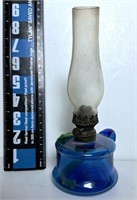 “Little Buttercup” Finger oil lamp 8” Blue”