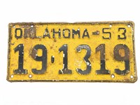 Oklahoma 1954 License Plate