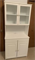 White Cabinet  With Glass Top Doors