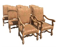 SET OF 8 LOUIS XIV UPHOLSTERED DINING CHAIRS