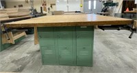 Custom Work Table w/ (4) Vises & Storage Base