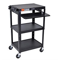 Uline Steel Cart with Pullout Keyboard Tray, Blac