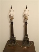 Pair of Heavy Ornate Table Lamps