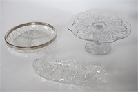 Vintage Pressed Glass Cake Stand, Serving Trays