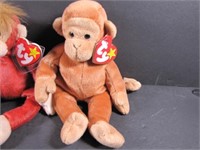 Three Beanie Babies with Tags - Monkeys and Sloth