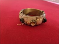 Vtg Tribal, Camel Bone, Hindged Bangle Bracelet