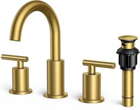 FORIOUS Brushed Gold Bathroom Faucet 3 Hole