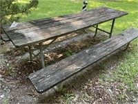 8 FT WOOD AND METAL FRAME PICNIC TABLE