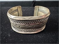 Native American Signed Silver Cuff