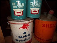 SHELL, MOBIL & WARDS VINTAGE FLUID CANS