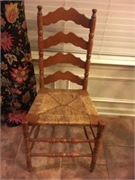 VINTAGE WOODEN CHAIR WITH WOOVEN SEAT