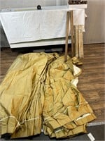 Pair Long Gold Curtains w/Rods, Rings, Accessories