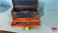Metal Toolbox w/ Misc. Wrenches, Sockets & Hose