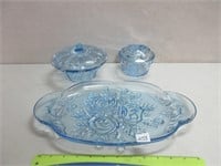 PRETTY BLUE TRAY + COVERED DISHES