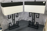 New~ Pair, Greek Key Design Table Lamps Height