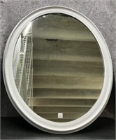 White Painted Oval Wall Mirror with Horizontal