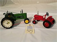 John Deere B Tractor Clock and Cub Farmall