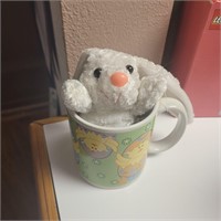Easter mug with plush rabbit