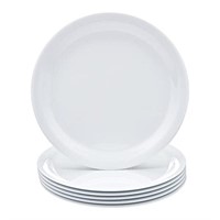 Basics Melamine Plate, 6 Piece Set, 9 Inch, White