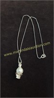 Sterling Silver Faux Pearl Angel & Box Link Chain