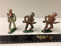 3 PRE WWII METAL SOLDIERS