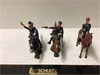 3 PRE WWI METAL HORSE AND RIDER TOYS