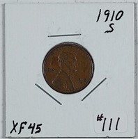 1910-S  Lincoln Cent   XF-45
