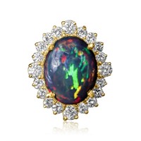 14K ROSE GOLD 6.09CT GREEN OPAL 1.37CT DIAMOND RIN