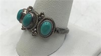 .925 Sterling Silver Ring W/ Blue Stones