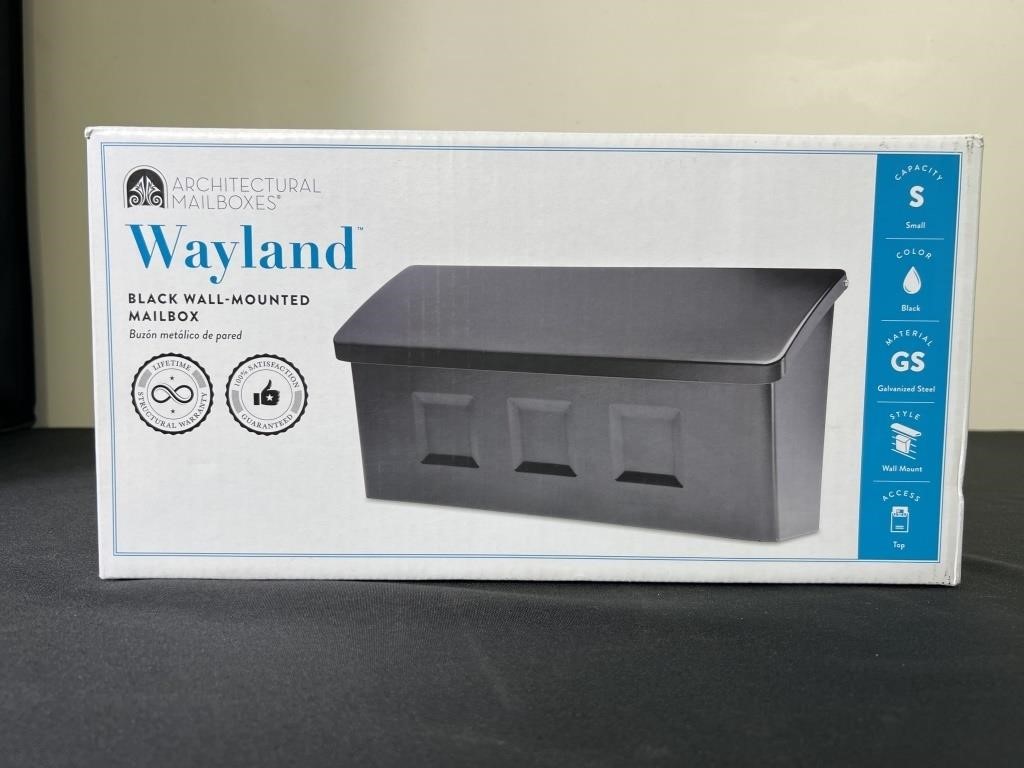 Black Wall-Mounted Mailbox By Wayland NIB