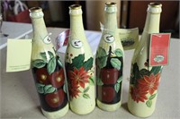 Collection of 4 Hand Painted Wine Bottles