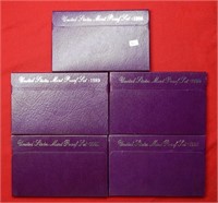 (5) US Mint Proof Sets 1988-1989-1990-1991-1992