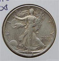 1918 S Walking Liberty Silver Half Dollar