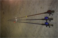 3PC ROD AND REELS SHAKESPEAR, ZEBCO