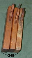 Three wooden rabbet planes