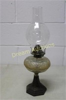 Vintage Oil Lamp with Metal Base 18H