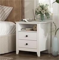 White Wooden Nightstand, Sidetable, End Table with