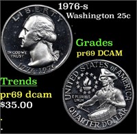 Proof 1976-s Washington Quarter 25c Grades GEM++ P