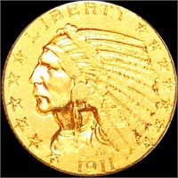 1911-S $5 Gold Half Eagle XF