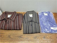 NEW 3 Mens York Striped Shirts Size L